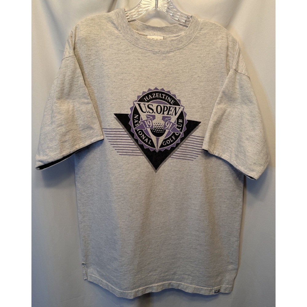 Vintage 1991 US Open Golf Hazeltine Gear T-Shirt Size Large Gray Made In USA